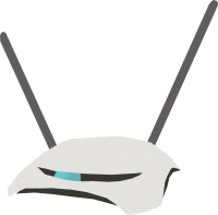 A white router with antennae