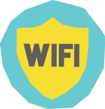 A picture of a shield with WiFi written on it